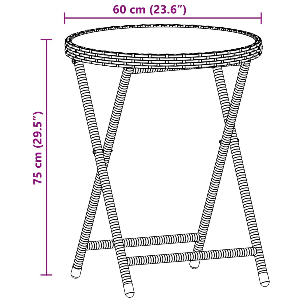 3 pcs conjunto de bistrô com almofadões vime PE/vidro castanho