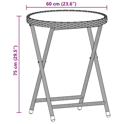 3 pcs conjunto de bistrô com almofadões vime PE/vidro cinza