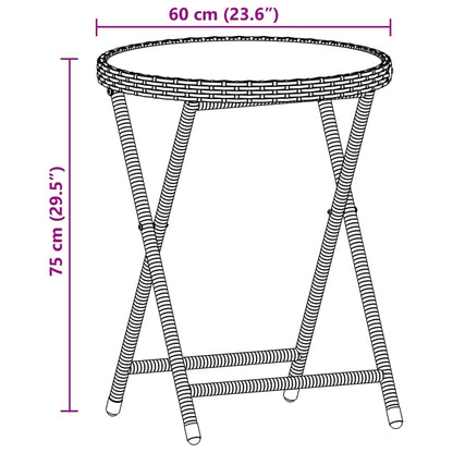 3 pcs conjunto de bistrô com almofadões vime PE/acácia cinza