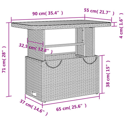 2 pcs conjunto de jantar p/ jardim com almofadões vime PE bege