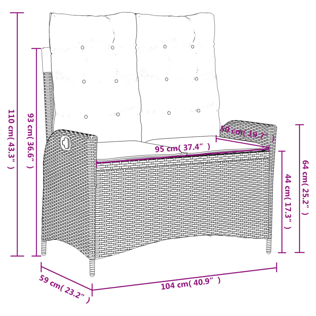 4 pcs conjunto de jantar p/ jardim c/ almofadões vime PE cinza