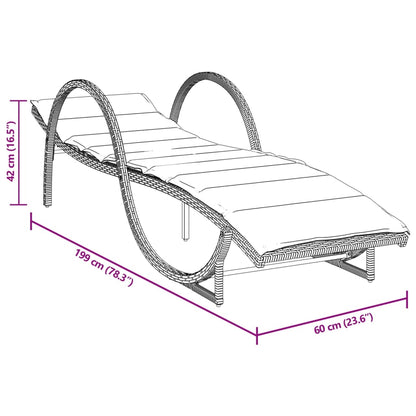 Espreguiçadeiras com almofadões 2 pcs vime PE cinzento