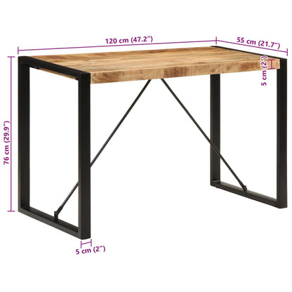 Mesa de jantar 120x55x76 cm madeira de mangueira maciça áspera