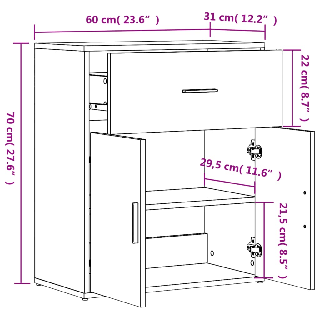 Aparadores 2 pcs 60x31x70 cm derivados de madeira branco