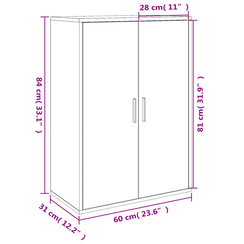 Aparadores 2 pcs 60x31x84 cm derivados de madeira branco