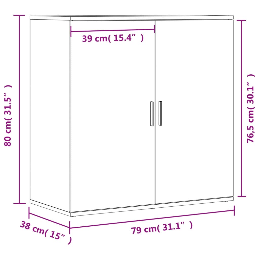 Aparadores 2 pcs 79x38x80 cm derivados de madeira preto