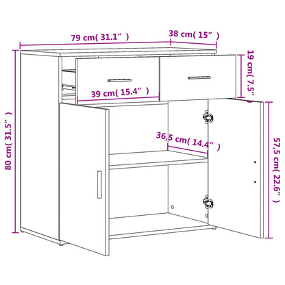 Aparadores 2 pcs 79x38x80 cm derivados de madeira branco