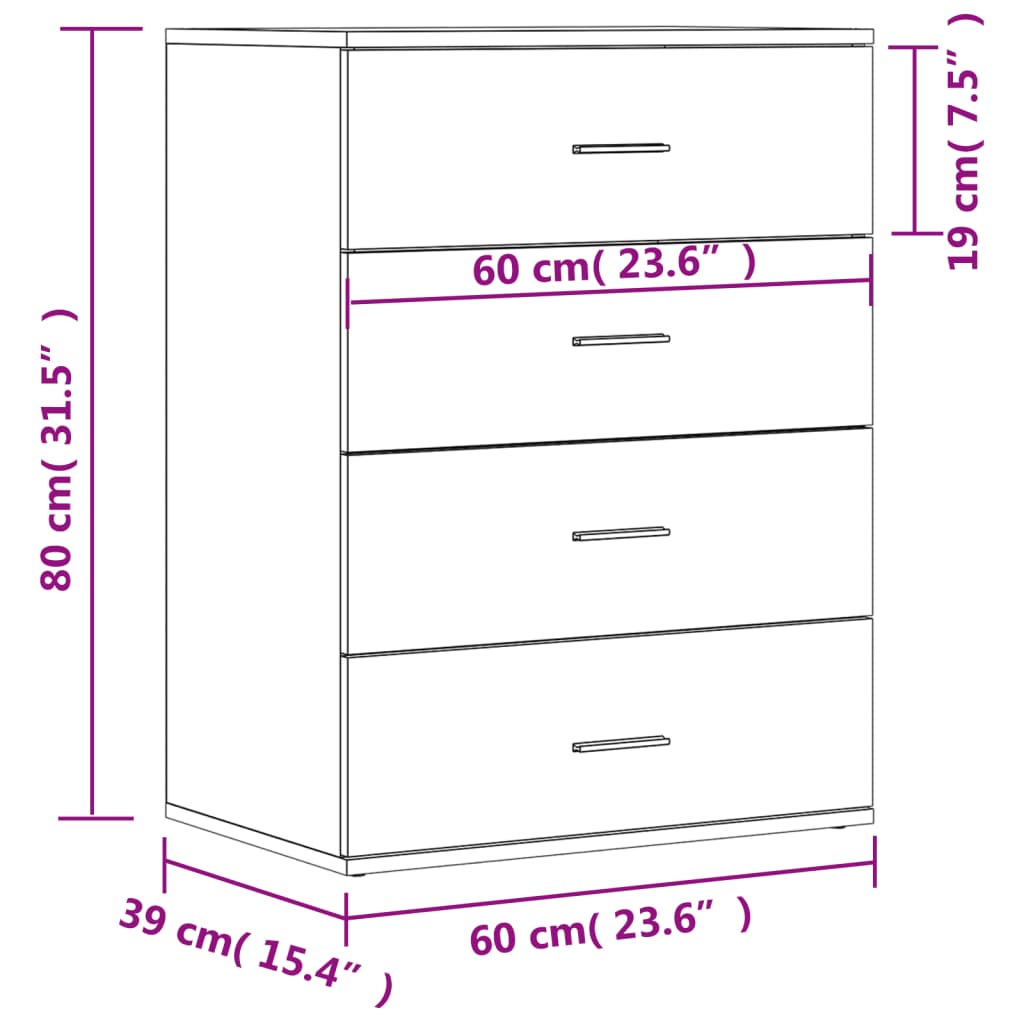 Aparadores 2 pcs 60x39x80 cm derivados de madeira branco