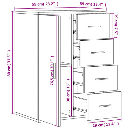 Aparadores 2 pcs 59x39x80 cm derivados de madeira branco