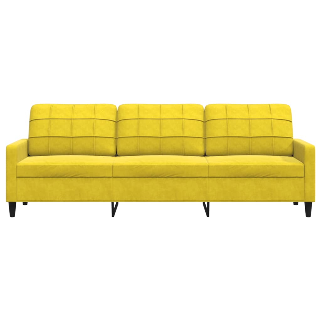 Sofá de 3 lugares 210 cm veludo amarelo