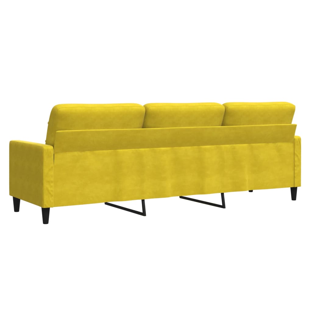 Sofá de 3 lugares 210 cm veludo amarelo