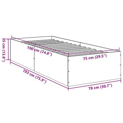 Estrutura de cama 75x190 cm derivados madeira carvalho castanho