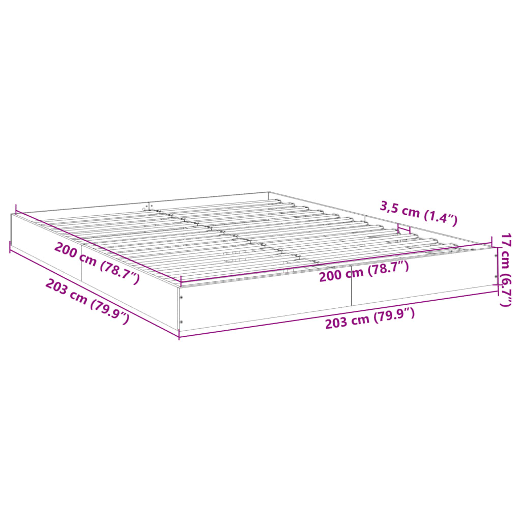 Estrutura de cama 200x200 cm derivados de madeira branco