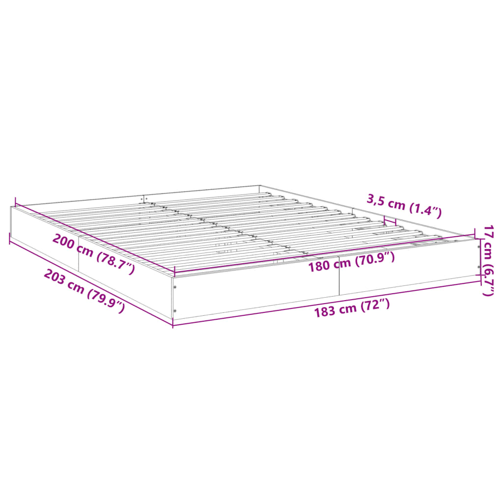 Estrutura de cama 180x200 cm derivados de madeira branco