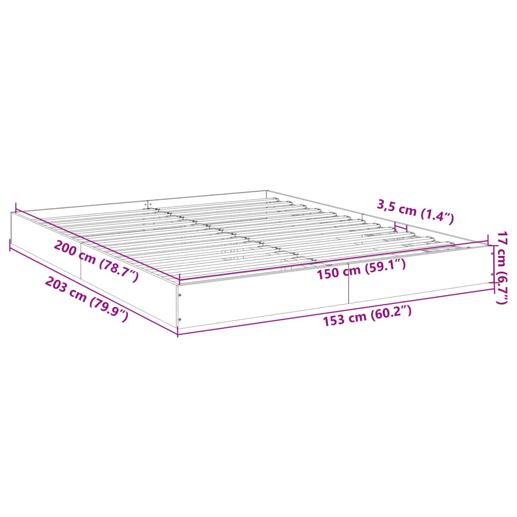 Estrutura de cama 150x200 cm derivados de madeira branco