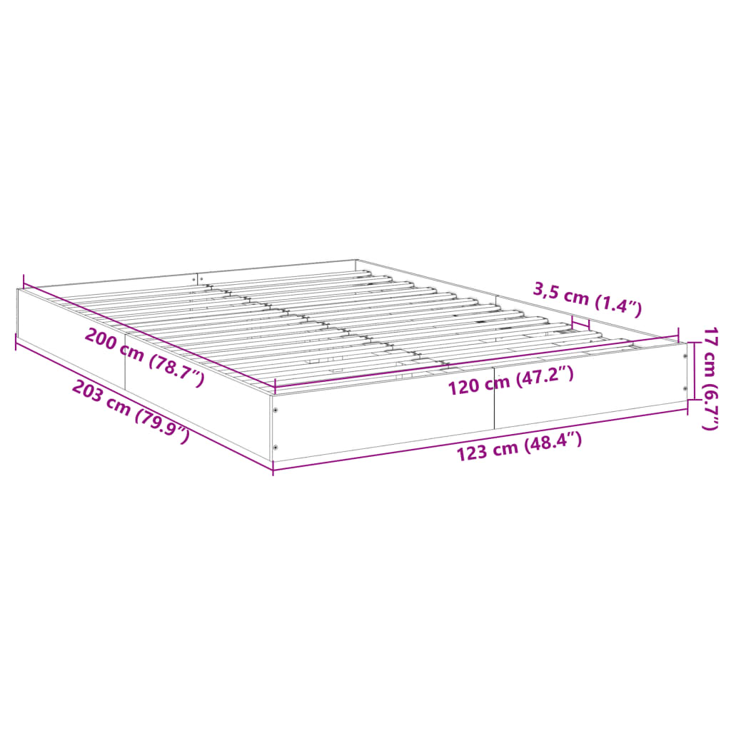 Estrutura de cama 120x200 cm derivados de madeira branco