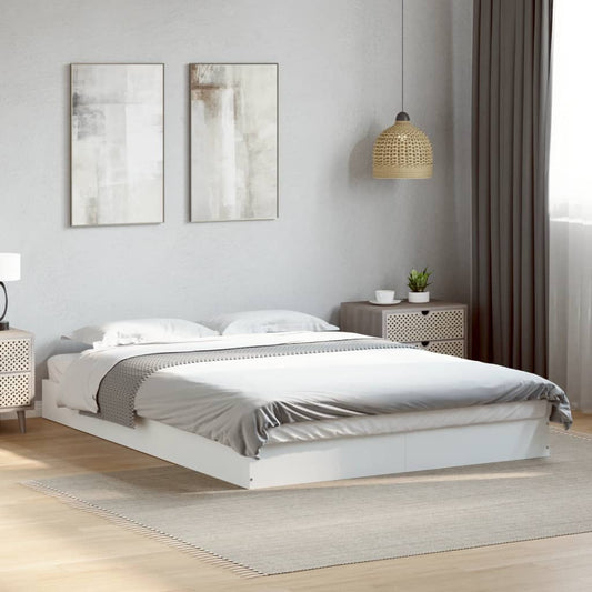 Estrutura de cama 140x190 cm derivados de madeira branco