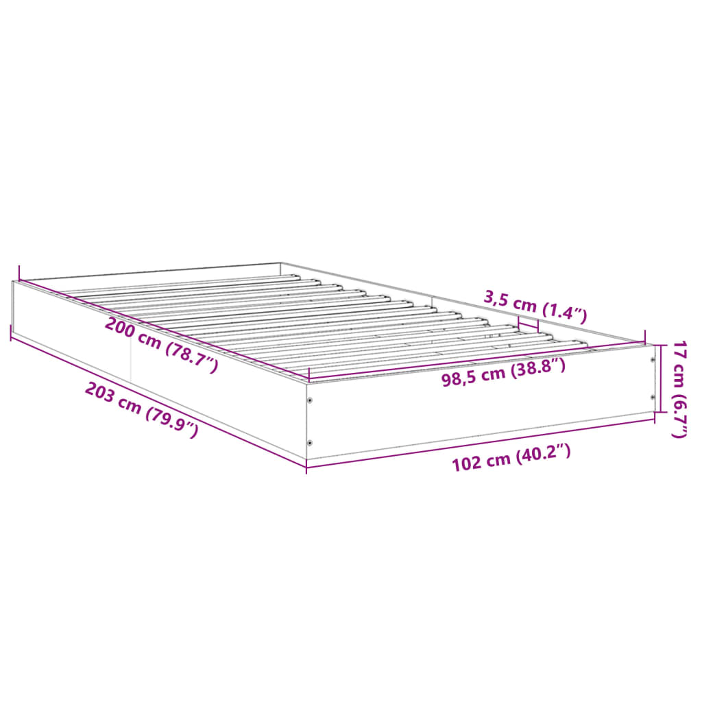 Estrutura de cama 100x200 cm derivados de madeira branco