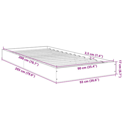 Estrutura cama 90x200 cm derivados de madeira cinzento sonoma