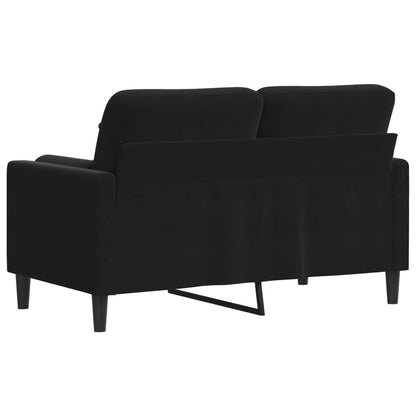 Sofá 2 lugares c/ almofadas decorativas 120 cm veludo preto