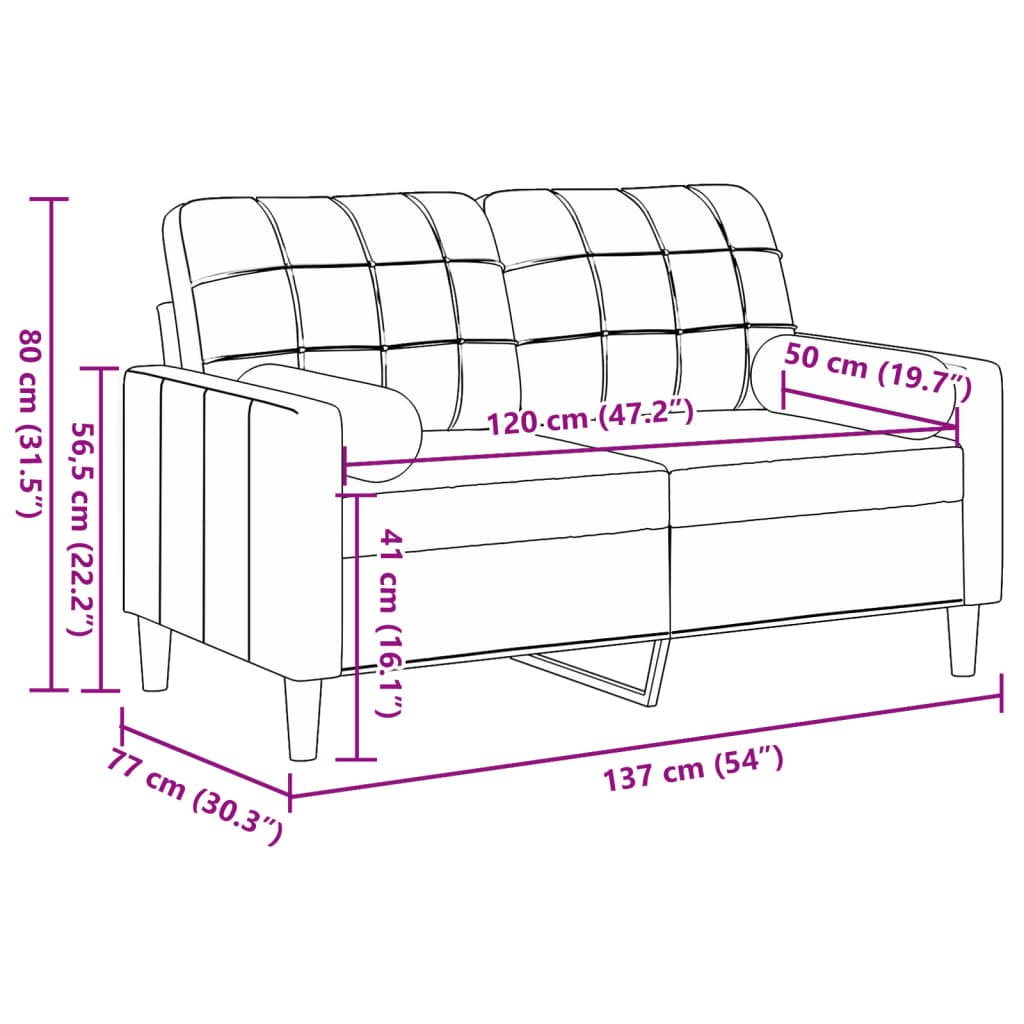 Sofá 2 lugares c/ almofadas decorativas 120 cm veludo preto