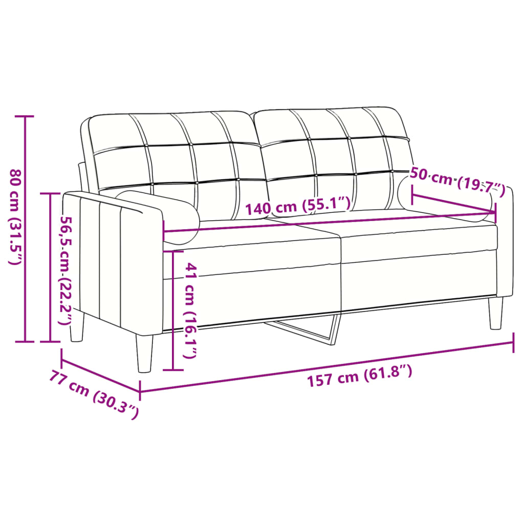 Sofá 2 lug. c/ almofadas decorativas 140 cm veludo cinza-escuro