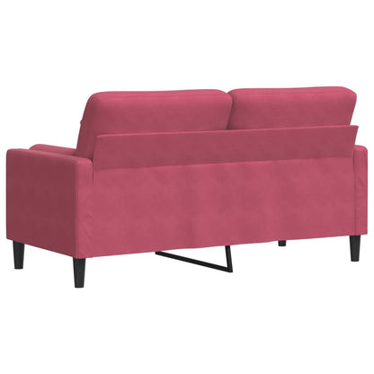 Sofá 2 lug. + almofadas decorativas 140cm veludo vermelho tinto