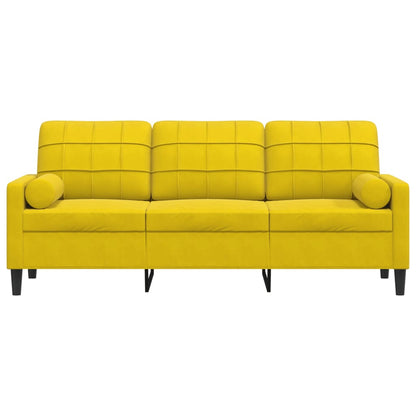 Sofá 3 lugares c/ almofadas decorativas 180 cm veludo amarelo