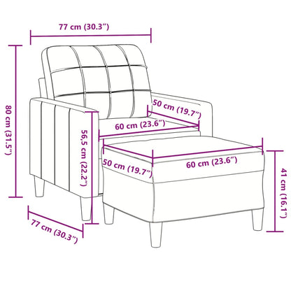 Poltrona com apoio de pés 60 cm veludo cinzento-escuro