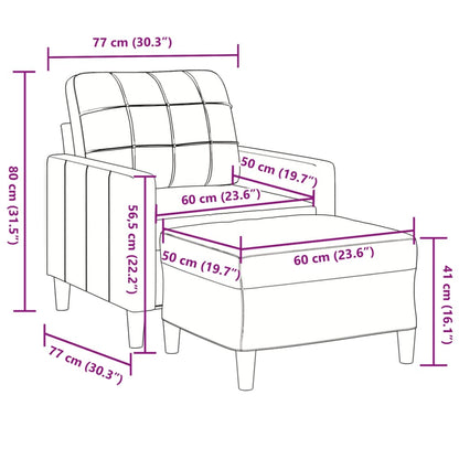 Poltrona com apoio de pés 60 cm veludo castanho