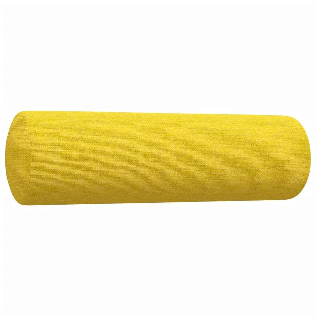 3 pcs conjunto de sofás com almofadas tecido amarelo-claro