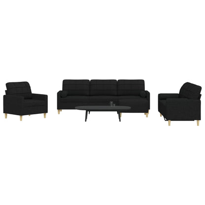 4 pcs conjunto de sofás c/ almofadas/apoio pés tecido preto