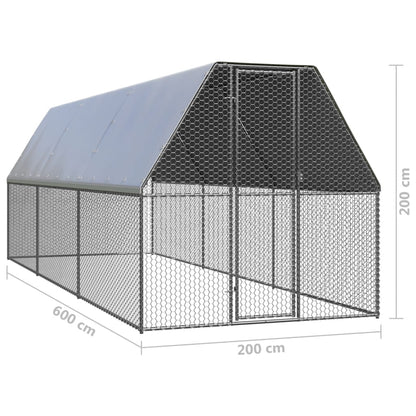 Galinheiro 2x6x2 m aço galvanizado