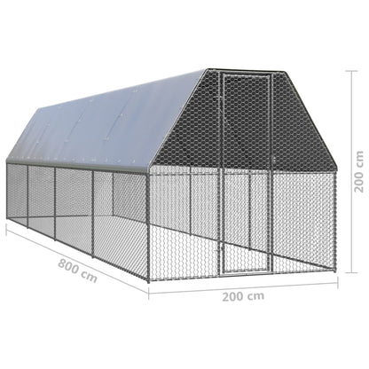 Galinheiro 2x8x2 m aço galvanizado