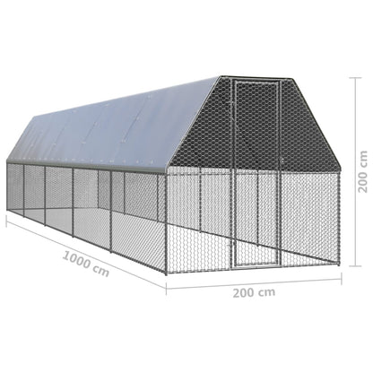 Galinheiro 2x10x2 m aço galvanizado