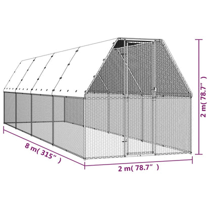 Galinheiro 2x8x2 m aço galvanizado