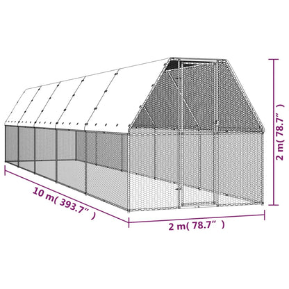 Galinheiro 2x10x2 m aço galvanizado