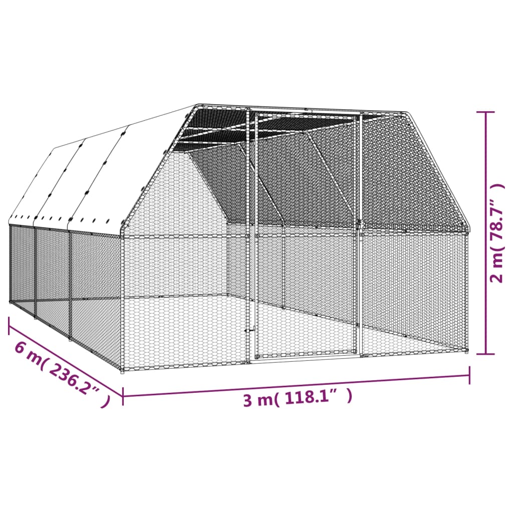 Galinheiro 3x6x2 m aço galvanizado