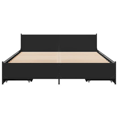 Estrutura de cama c/ gavetas 150x200 cm derivados madeira preto