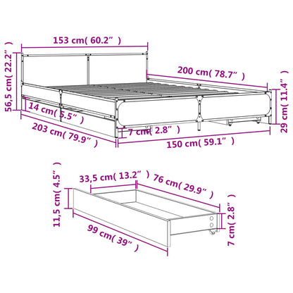 Estrutura de cama c/ gavetas 150x200 cm derivados madeira preto