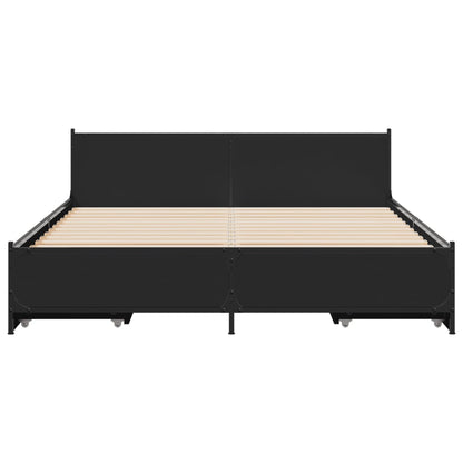 Estrutura de cama c/ gavetas 135x190 cm derivados madeira preto