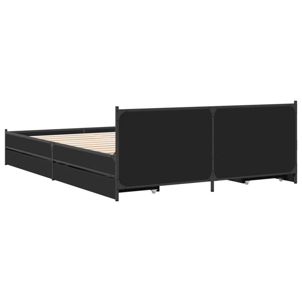 Estrutura de cama c/ gavetas 135x190 cm derivados madeira preto