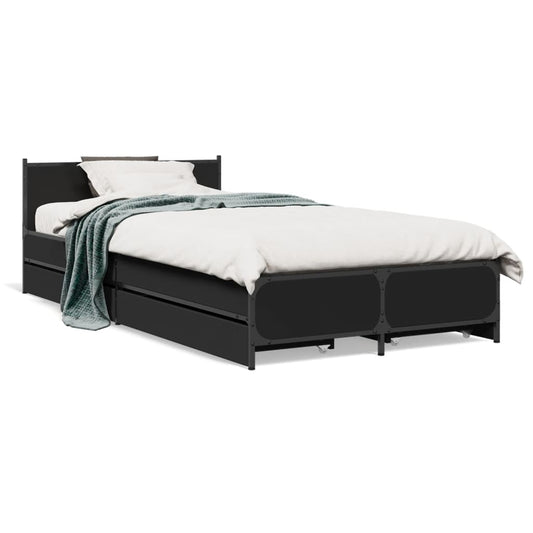 Estrutura cama c/ gavetas 90x190 cm derivados de madeira preto