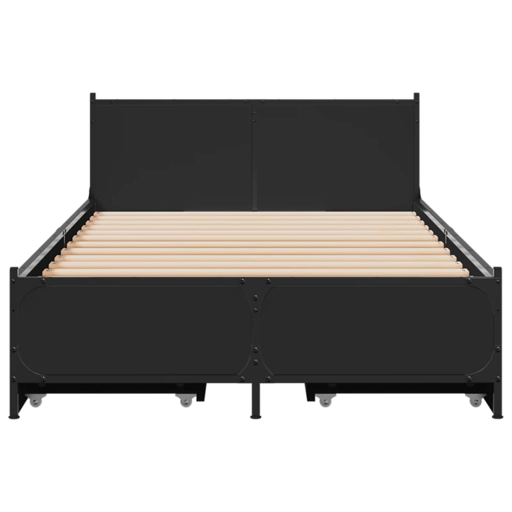 Estrutura cama c/ gavetas 75x190 cm derivados de madeira preto