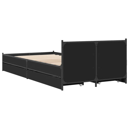 Estrutura cama c/ gavetas 75x190 cm derivados de madeira preto