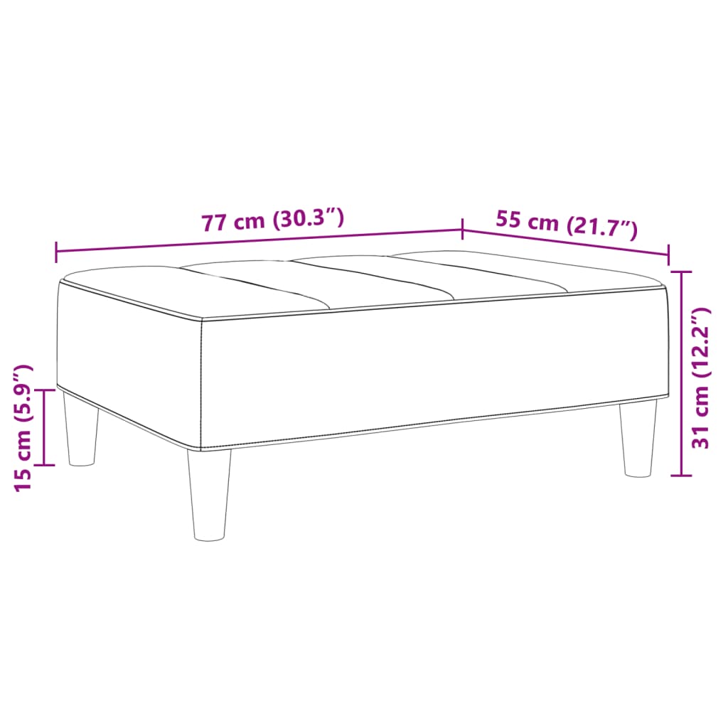 Apoio de pés 77x55x31 cm tecido cinzento-claro