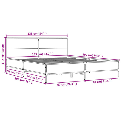 Estrutura de cama 135x190 cm derivados de madeira/metal preto