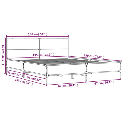 Estrutura de cama 135x190 cm derivados madeira/metal