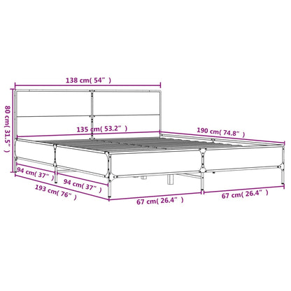 Estrutura de cama 135x190cm derivados madeira/metal