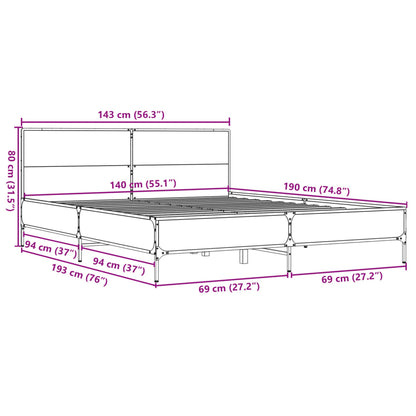 Estrutura cama 140x190 cm derivados de madeira/metal